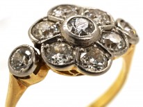 Edwardian Diamond Cluster Ring With Diamond Set Shoulders
