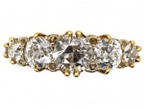 Victorian 18ct Gold Carved Half Hoop Five Stone Diamond Ring