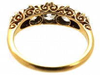Victorian 18ct Gold Carved Half Hoop Five Stone Diamond Ring