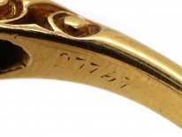 Victorian 18ct Gold Carved Half Hoop Five Stone Diamond Ring