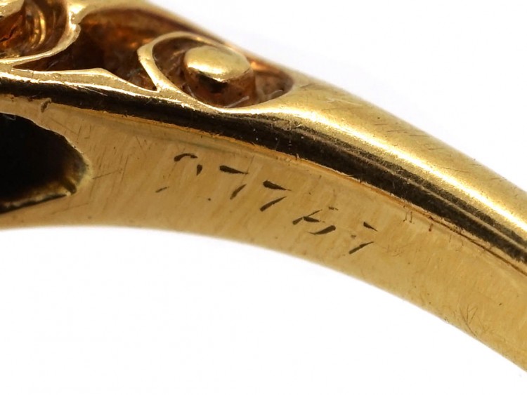 Victorian 18ct Gold Carved Half Hoop Five Stone Diamond Ring