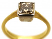 18ct Gold Rectangular Cognac Diamond Ring