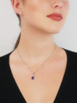 Sapphire & Diamond Drop Pendant on 18ct White Gold Chain