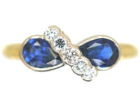 18ct Gold, Sapphire ​& Diamond Crossover Ring