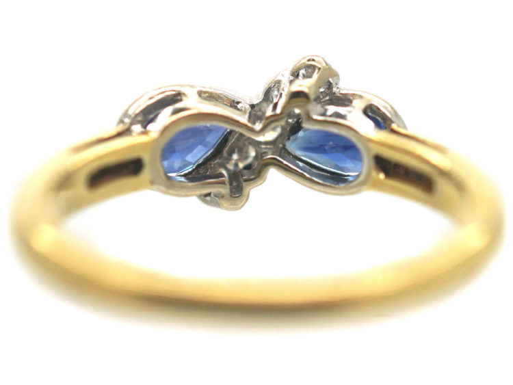 18ct Gold, Sapphire ​& Diamond Crossover Ring
