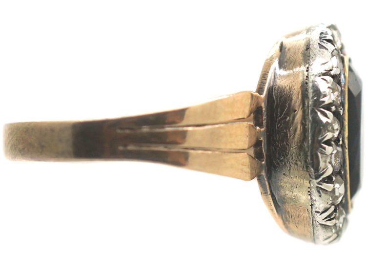 Georgian 9ct Gold Oval Amethyst & Rose Diamond Ring