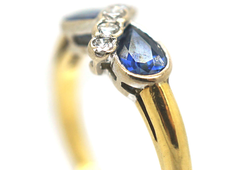 18ct Gold, Sapphire ​& Diamond Crossover Ring