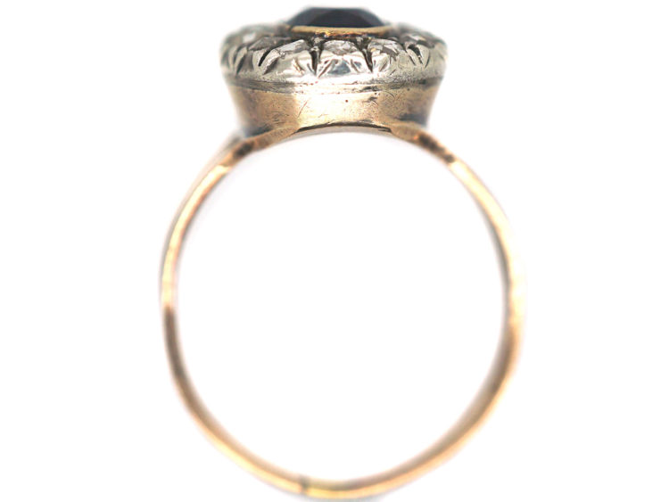 Georgian 9ct Gold Oval Amethyst & Rose Diamond Ring