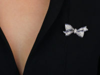 Art Deco Platinum, Sapphire & Diamond Bow Brooch