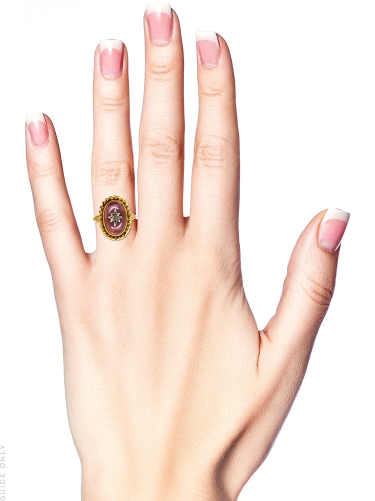 Victorian Cabochon Garnet & Diamond Ring
