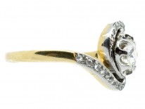Art Nouveau 18ct Gold, Platinum ​& Diamond Swirly Ring