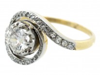 Art Nouveau 18ct Gold, Platinum ​& Diamond Swirly Ring