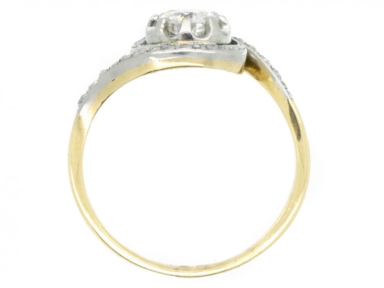 Art Nouveau 18ct Gold, Platinum ​& Diamond Swirly Ring