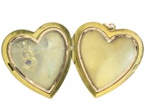 Edwardian 15ct Gold Heart locket With Sapphire & Diamond Detail