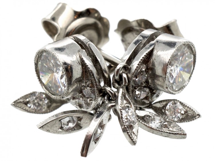 Edwardian Diamond Stud Fringe Earrings