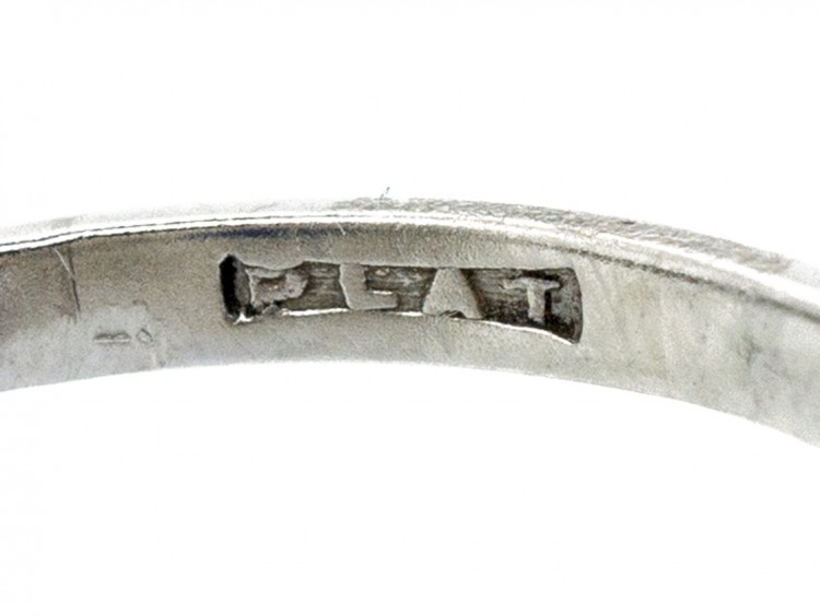 Art Deco Platinum ​& Natural Burmese Square Sapphire Ring