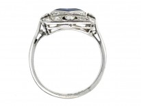 Art Deco Platinum ​& Natural Burmese Square Sapphire Ring