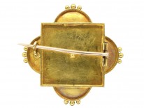 Victorian 18ct Gold Cannetille Work Brooch Set With Rubies & Natural Pearls