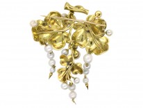 Victorian 18ct Gold, Turquoise Enamel & Pearls Brooch