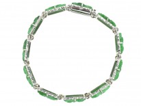 Carved Natural Jade Plaque Bracelet