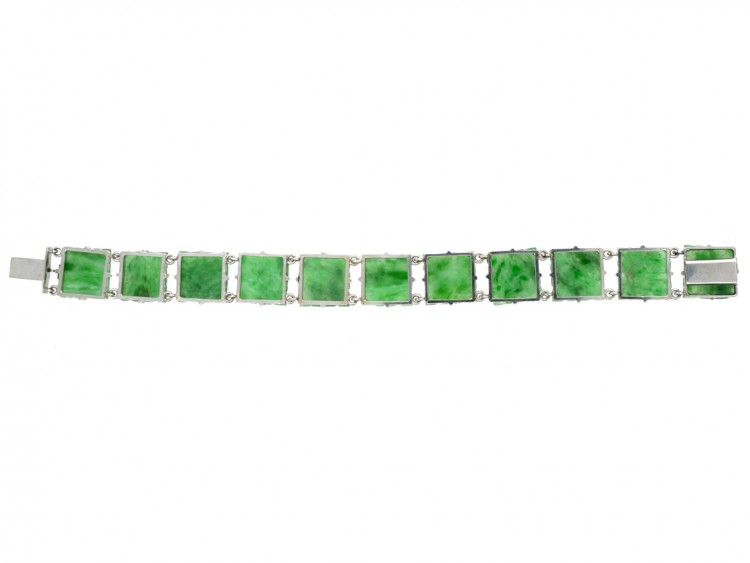 Carved Natural Jade Plaque Bracelet