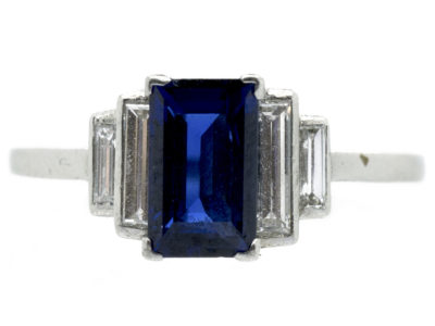 Art Deco Sapphire & Diamond Platinum Ring