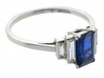 Art Deco Sapphire & Diamond Platinum Ring