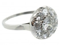 Art Deco Diamond Cluster Platinum Bombé Ring
