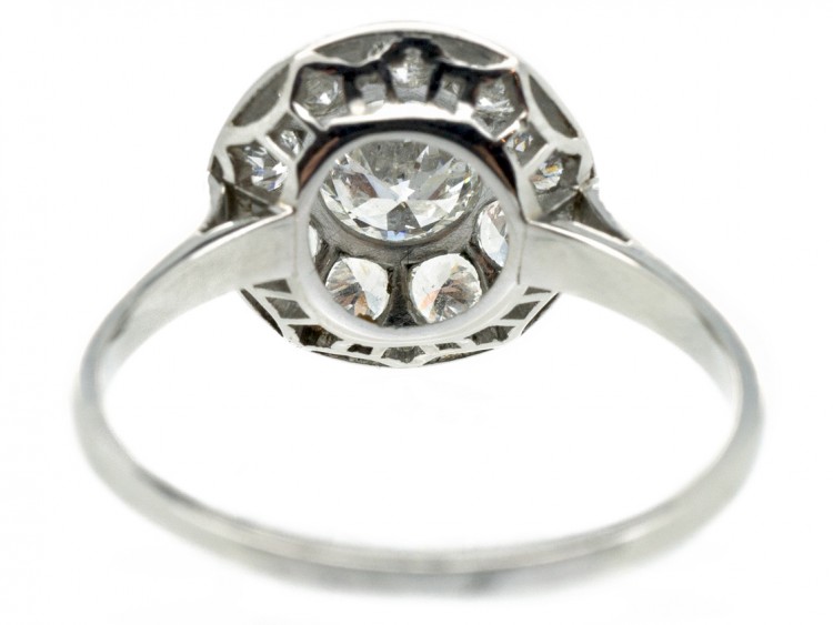 Art Deco Diamond Cluster Platinum Bombé Ring