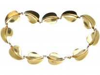 Silver Gilt ​& Blue Enamel Leaf Necklace by Hans Myhre