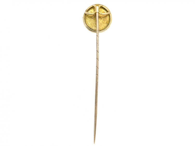 Victorian 18ct Gold Rock Crystal Reverse Intaglio Tie Pin of a Pheasant