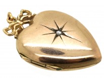 Edwardian 9ct Gold Heart Locket Set With a Rose Diamond