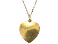 Silver Gilt ​& Blue Enamel Heart Pendant on Chain