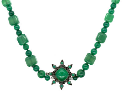 Green Chalcedony & Silver Necklace Attributed to Sybil Dunlop Green Chalcedony & Silver Necklace Attributed to Sybil Dunlop