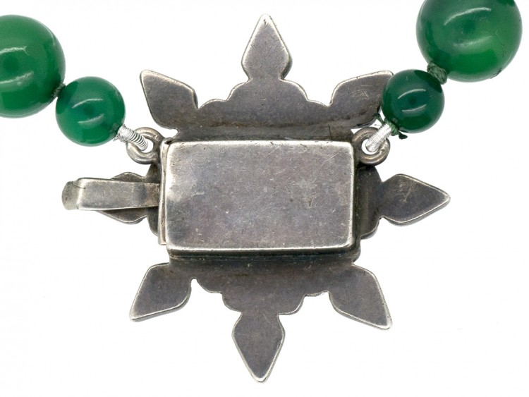 Green Chalcedony & Silver Necklace Attributed to Sybil Dunlop