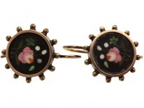 Victorian Silver ​& Gold Pietra Dura Earrings