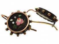 Victorian Silver ​& Gold Pietra Dura Earrings