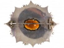 Large Victorian Silver Scottish Agate & Citrine Brooch