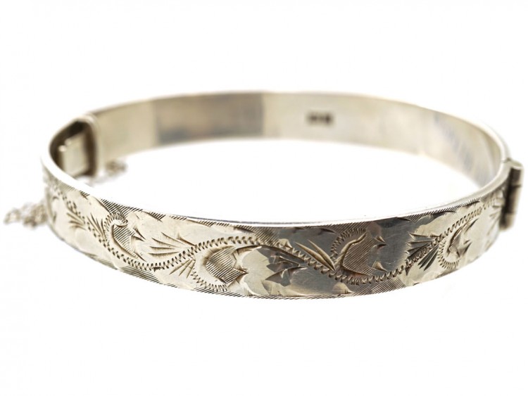 1970s Silver Engraved Bangle