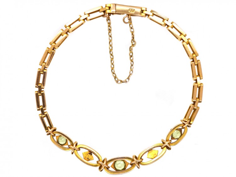 Edwardian Peridot ​& Pearl 15ct Gold Bracelet
