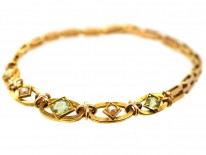 Edwardian Peridot ​& Pearl 15ct Gold Bracelet