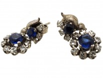 Sapphire & Diamond Drop Cluster Earrings