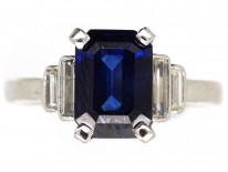 Art Deco Burma Sapphire & Diamond Ring
