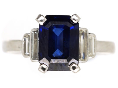 Art Deco Burma Sapphire & Diamond Ring
