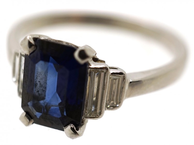 Art Deco Burma Sapphire & Diamond Ring