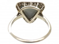 Art Deco Opal Doublet ​& Rose Diamond Triangular Shaped Ring