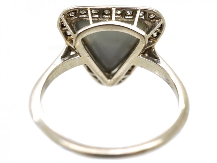 Art Deco Opal Doublet ​& Rose Diamond Triangular Shaped Ring