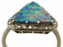 Art Deco Opal Doublet ​& Rose Diamond Triangular Shaped Ring