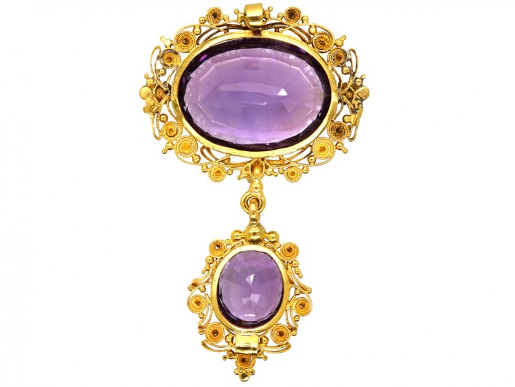 Regency Amethyst ​& 18ct Gold Pendant