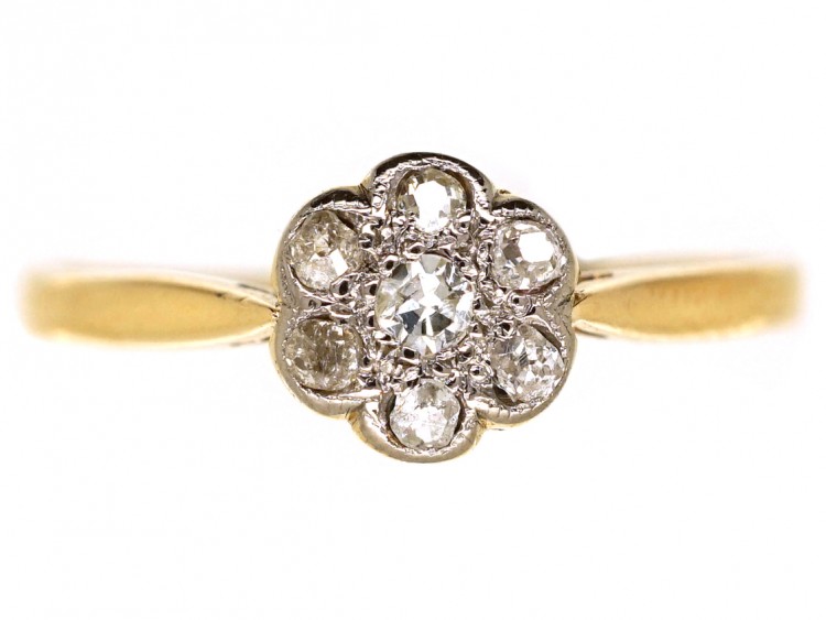 Edwardian 18ct Gold, Platinum ​& Diamond Cluster Ring